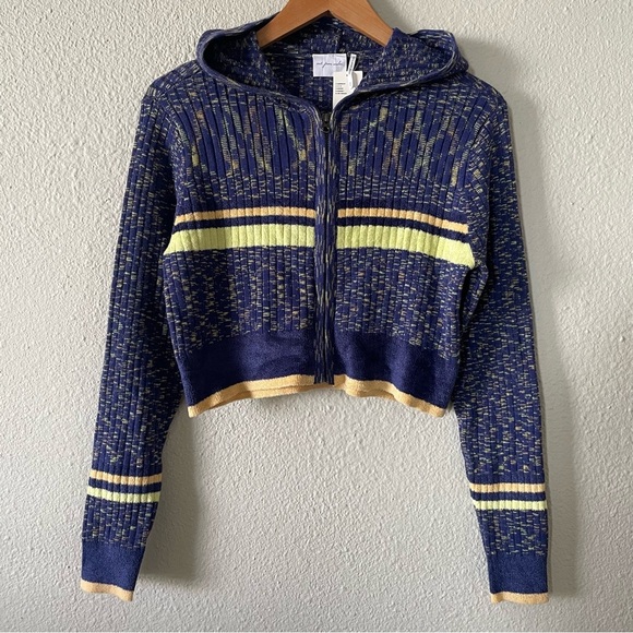 Urban Outfitters Sweaters - Urban Outfitters Cropped Hoodie Sweater Women’s M Striped Primrose Full Zip Up